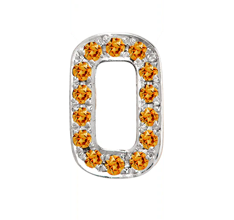 White Gold, Orange Sapphire Number Bead - Image 3