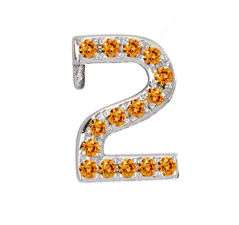 White Gold, Orange Sapphire Number Bead - Image 5