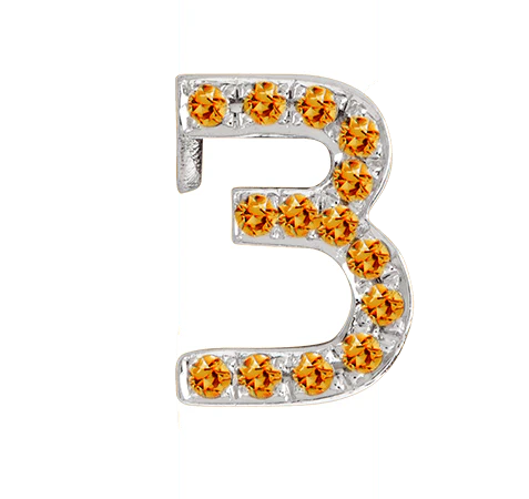 White Gold, Orange Sapphire Number Bead - Image 6