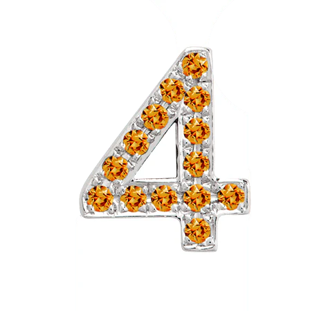 White Gold, Orange Sapphire Number Bead - Image 7