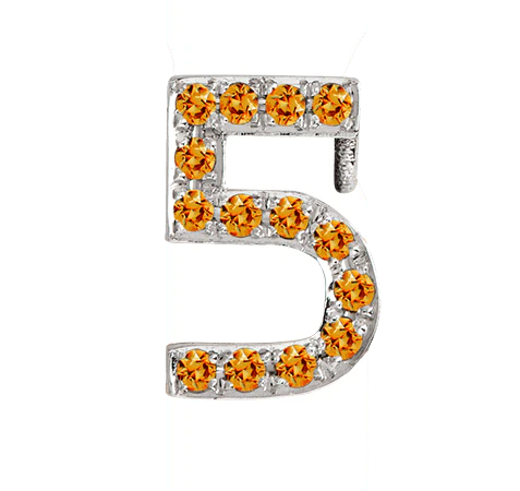 White Gold, Orange Sapphire Number Bead - Image 8