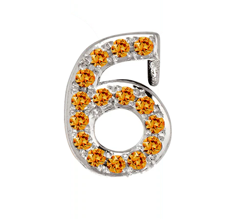 White Gold, Orange Sapphire Number Bead - Image 9