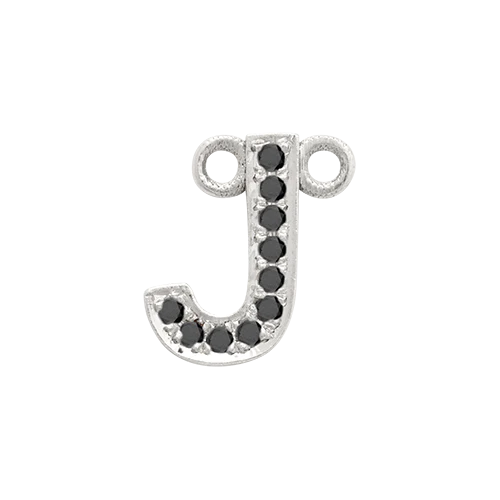 Black Diamond + 14k White Gold Letter Charm - Image 11