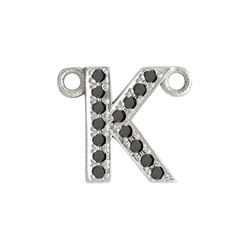 Black Diamond + 14k White Gold Letter Charm - Image 12