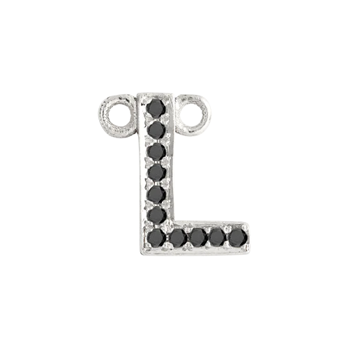 Black Diamond + 14k White Gold Letter Charm - Image 13
