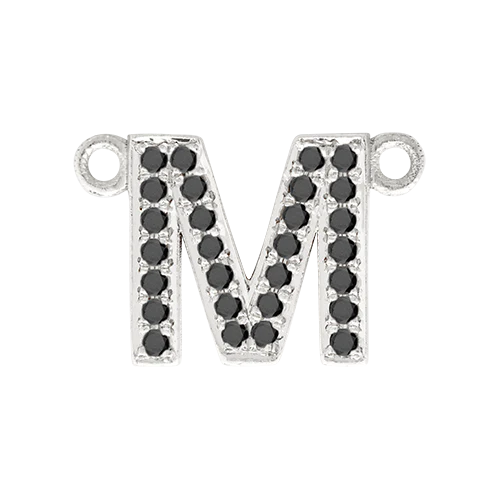 Black Diamond + 14k White Gold Letter Charm - Image 14
