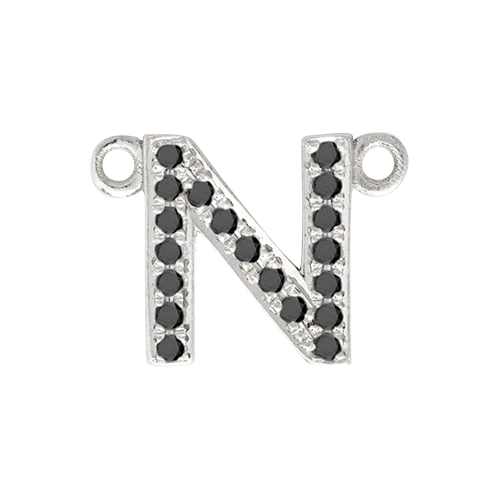 Black Diamond + 14k White Gold Letter Charm - Image 15