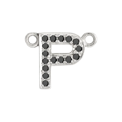 Black Diamond + 14k White Gold Letter Charm - Image 17