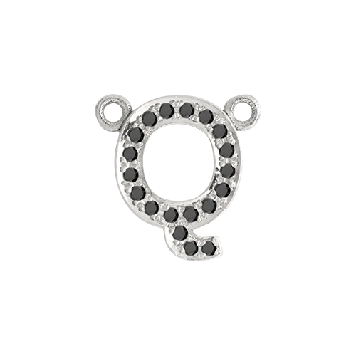 Black Diamond + 14k White Gold Letter Charm - Image 18