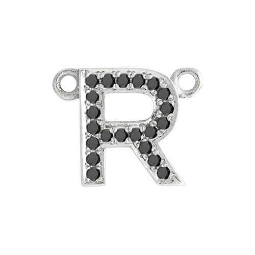 Black Diamond + 14k White Gold Letter Charm - Image 19