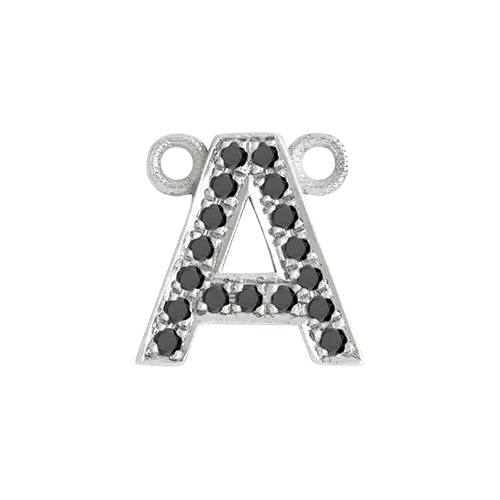 Black Diamond + 14k White Gold Letter Charm - Image 2