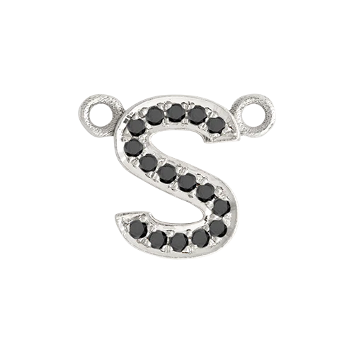 Black Diamond + 14k White Gold Letter Charm - Image 20