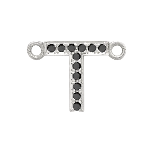 Black Diamond + 14k White Gold Letter Charm - Image 21
