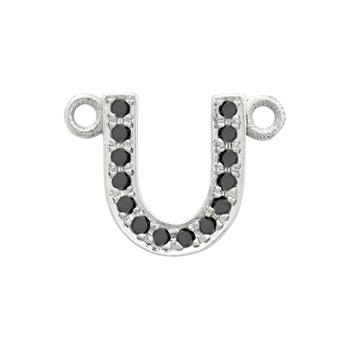 Black Diamond + 14k White Gold Letter Charm - Image 22