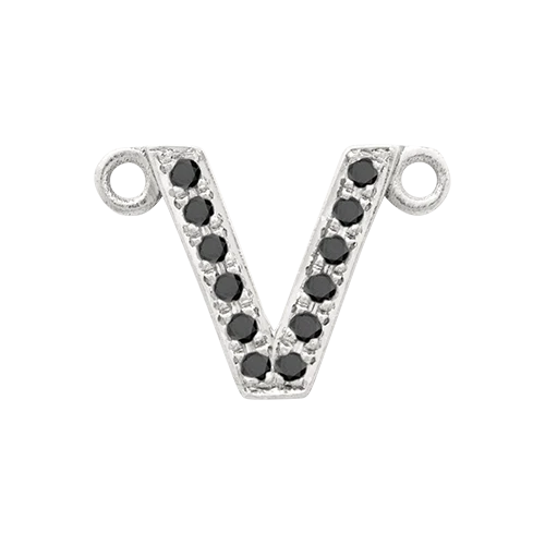 Black Diamond + 14k White Gold Letter Charm - Image 23