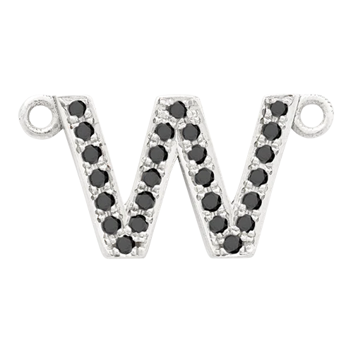 Black Diamond + 14k White Gold Letter Charm - Image 24