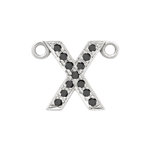 Black Diamond + 14k White Gold Letter Charm - Image 25