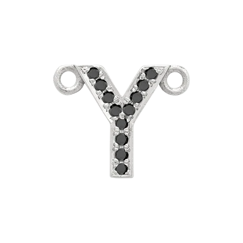 Black Diamond + 14k White Gold Letter Charm - Image 26