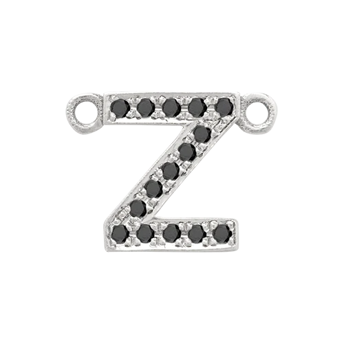 Black Diamond + 14k White Gold Letter Charm - Image 27