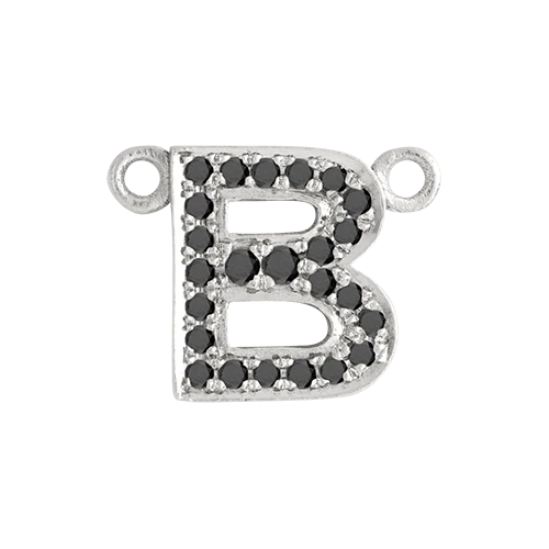 Black Diamond + 14k White Gold Letter Charm - Image 3