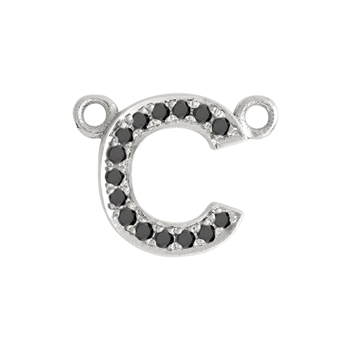 Black Diamond + 14k White Gold Letter Charm - Image 4
