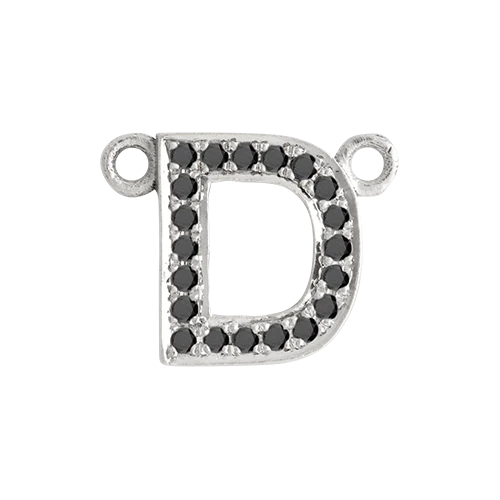 Black Diamond + 14k White Gold Letter Charm - Image 5
