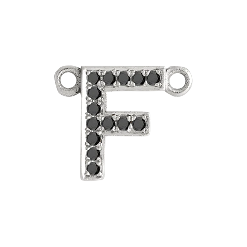 Black Diamond + 14k White Gold Letter Charm - Image 7