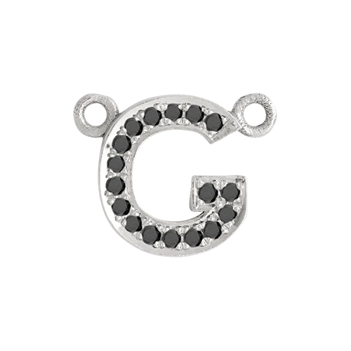 Black Diamond + 14k White Gold Letter Charm - Image 8
