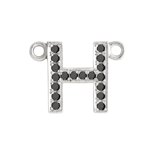 Black Diamond + 14k White Gold Letter Charm - Image 9