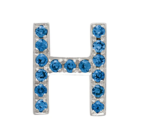 White Gold, Blue Diamond Letter Bead - Image 10