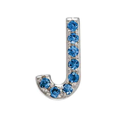 White Gold, Blue Diamond Letter Bead - Image 12