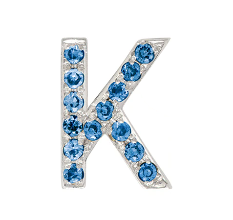 White Gold, Blue Diamond Letter Bead - Image 13