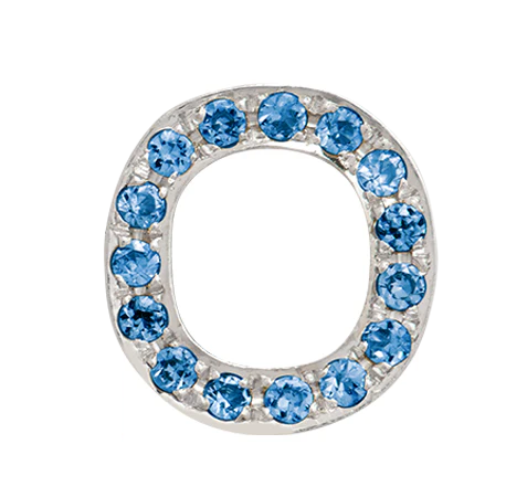 White Gold, Blue Diamond Letter Bead - Image 17
