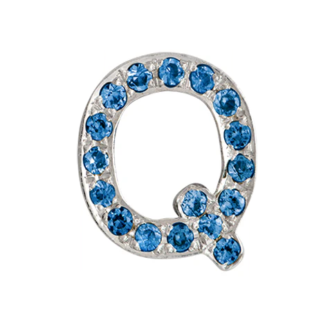 White Gold, Blue Diamond Letter Bead - Image 19