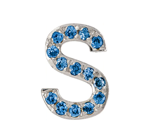 White Gold, Blue Diamond Letter Bead - Image 21