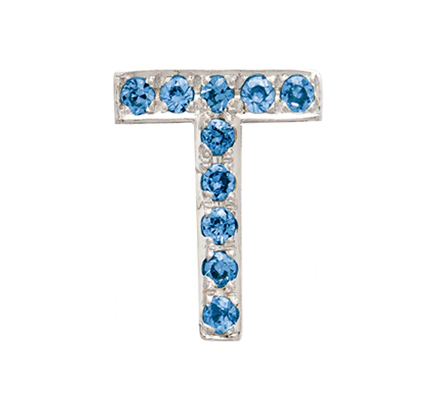 White Gold, Blue Diamond Letter Bead - Image 22