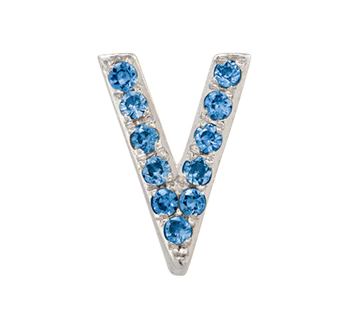 White Gold, Blue Diamond Letter Bead - Image 24