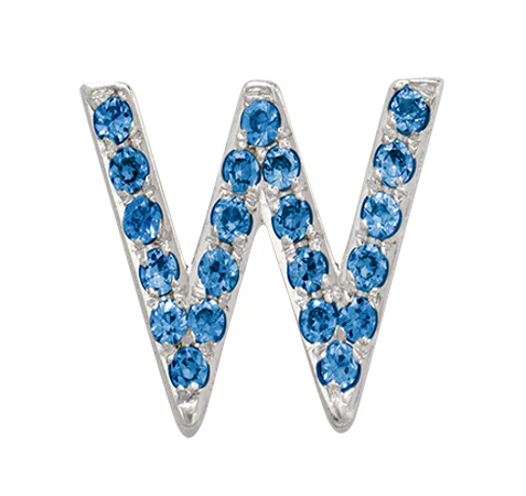 White Gold, Blue Diamond Letter Bead - Image 25