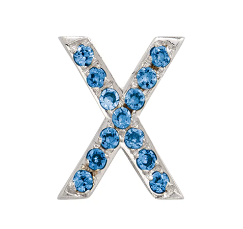 White Gold, Blue Diamond Letter Bead - Image 26