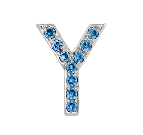 White Gold, Blue Diamond Letter Bead - Image 27