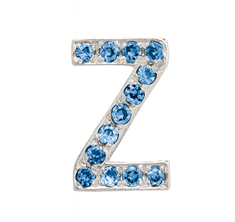 White Gold, Blue Diamond Letter Bead - Image 28