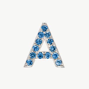 White Gold, Blue Diamond Letter Bead - Image 29
