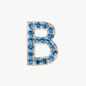 White Gold, Blue Diamond Letter Bead - Image 30