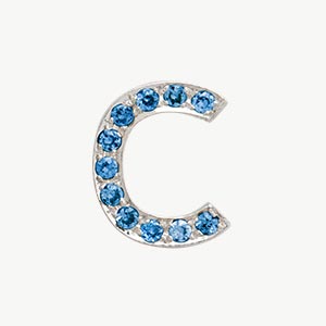 White Gold, Blue Diamond Letter Bead - Image 31