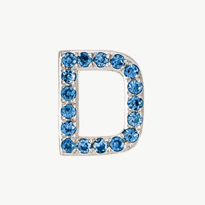 White Gold, Blue Diamond Letter Bead - Image 32