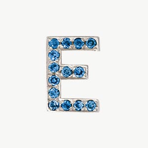White Gold, Blue Diamond Letter Bead - Image 33