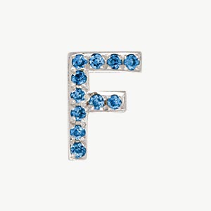 White Gold, Blue Diamond Letter Bead - Image 34