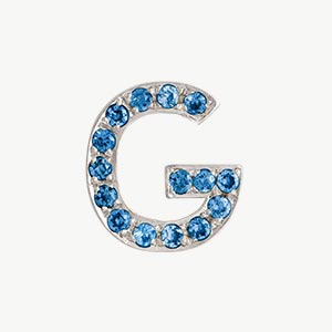 White Gold, Blue Diamond Letter Bead - Image 35