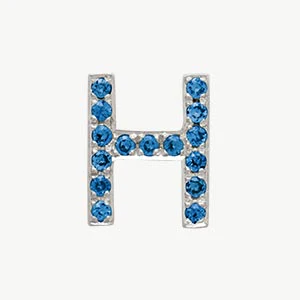 White Gold, Blue Diamond Letter Bead - Image 36