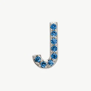 White Gold, Blue Diamond Letter Bead - Image 38
